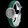 Used New Battery, Working Condition. Van Cleef & Arpels La Collection 43607 Ladies Watch, Quartz, 2 Hands, Original Leather Strap, White Dial, Green.