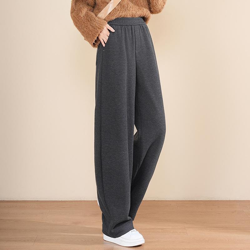 High-Grade Wool Casual Pants High Waist Thickened Autumn And Winter Wide-Leg Women'S Pants Soft Waxy Banana Pants Cashmere Straight-Leg Pants