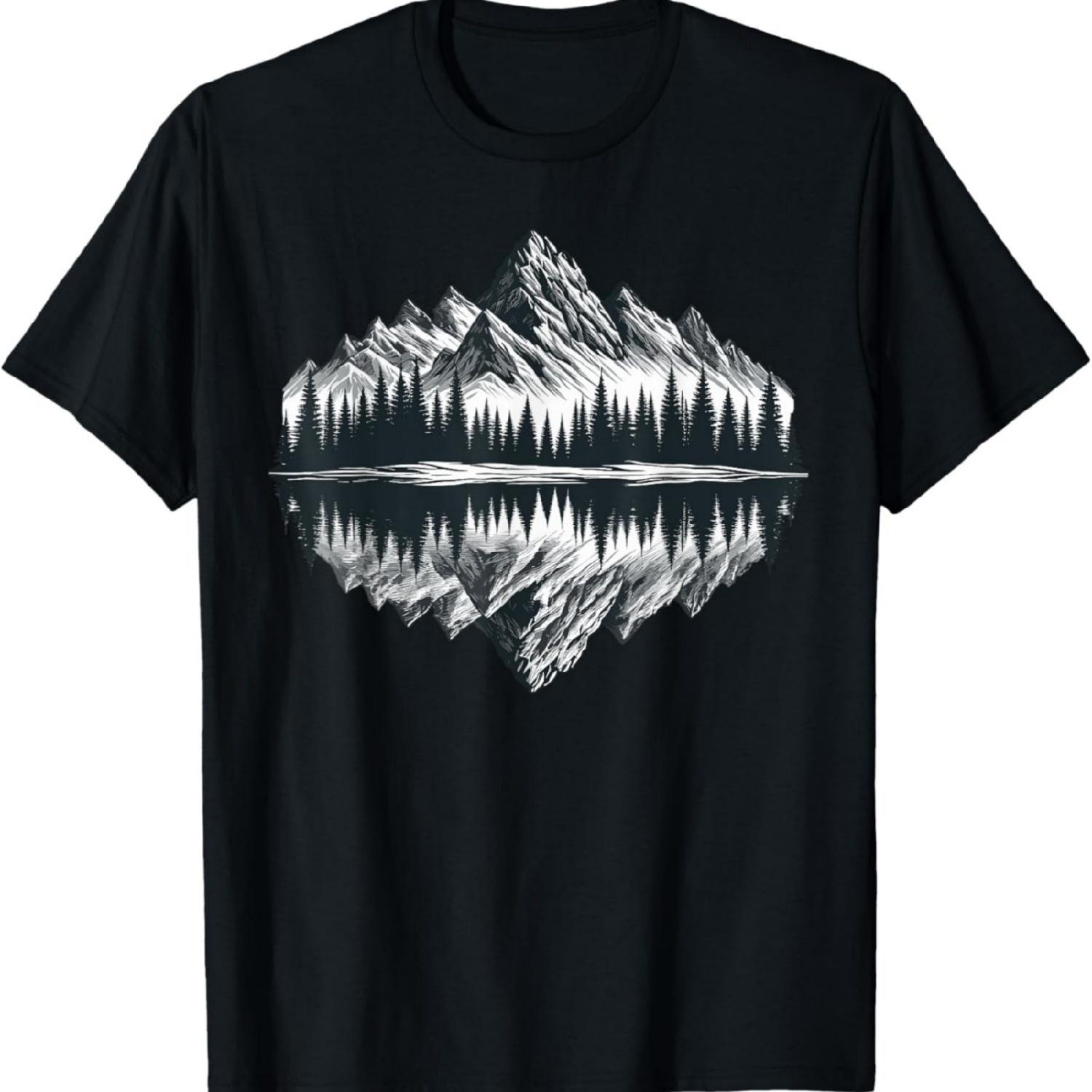 Mountain Landscape Reflection Forest Outdoor Wildlife T-Shirt S