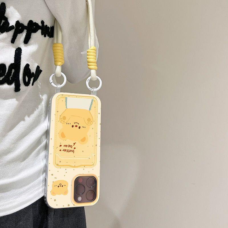 The Cute Card Case Butter Bear Fun Protective Case Is Suitable for IPhone16ProMax and IPhone 14 Phone Cases
