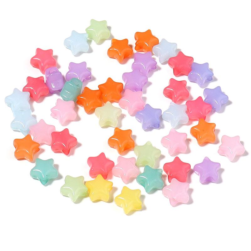 

100pcs/Lot 9mm Acrylic Beads Jelly Colored Five Point Star Large Hole Loose Beads For DIY Handmade Jewelry Bracelet Necklace