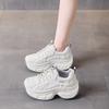 Height-increasing Dad Shoes Women's 2025 New Autumn Leather Thick-soled Mesh Breathable Little White Shoes Small Casual Women's Shoes