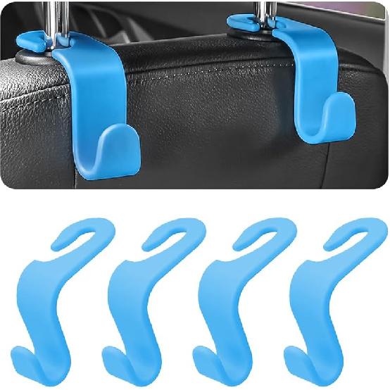 Car Back Seat Headrest Hooks, 4 Pack Black Stylish Back Seat Hanger For Car Handbag Clothes Coats Grocery Bags, Car Interior Accessories (Black2)