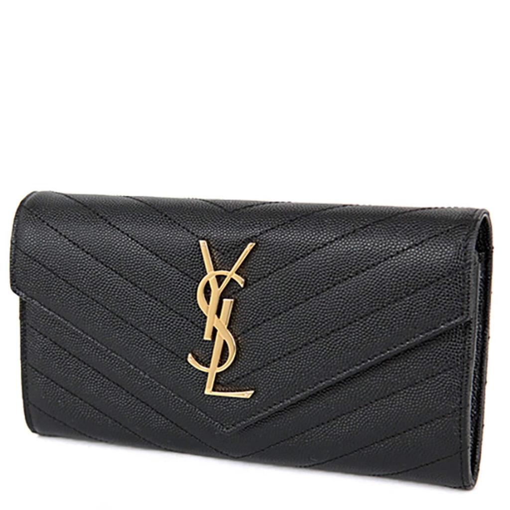 Saint Laurent Gold Hardware Matelassé Women's Long Wallet 372264 BOW01 1000