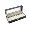 6-Grid PU Watch Display Box with Transparent Dustproof Drawer and Multi-Compartment Storage