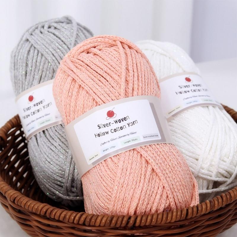 Hollow Craft Yarn for Crochet Hat and Handmade Bags, Flexible Knitting Yarn Roll for DIY Handbags and Weaving Project