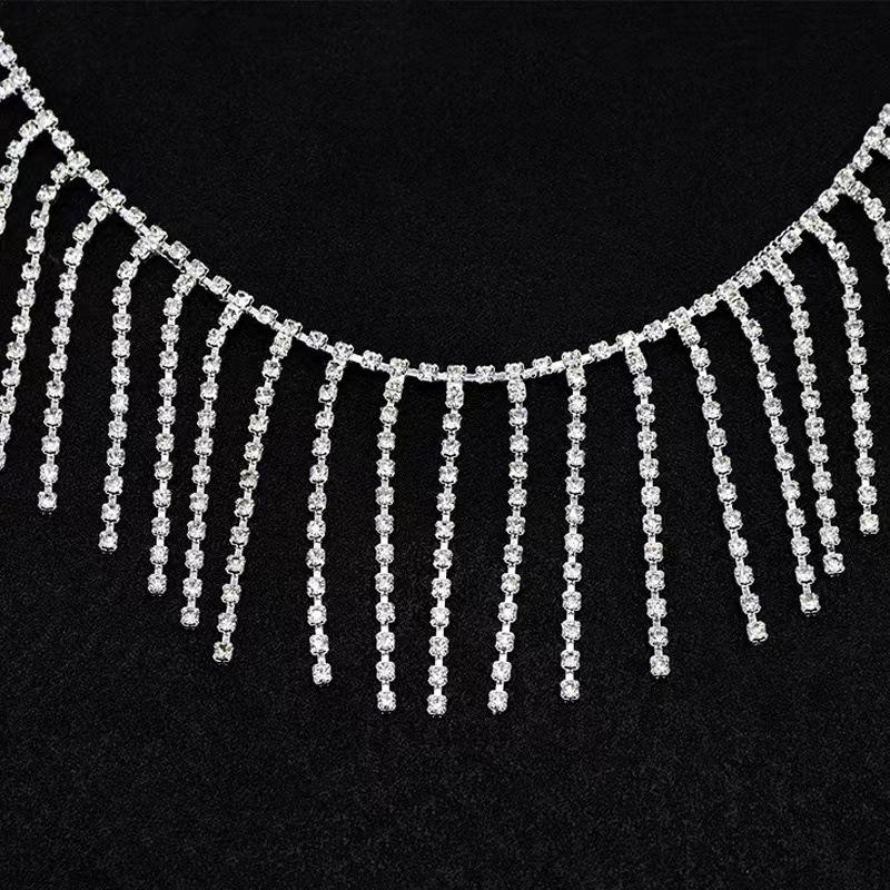

Hand-Sewn Rhinestone Tassel Belly Dance Waist Chain and Accessories Size 1 / Approx. 90cm