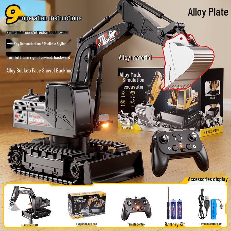 2026 Remote Control Alloy Excavator Toy for Boys - Electric Construction Vehicle Gift Official Standard