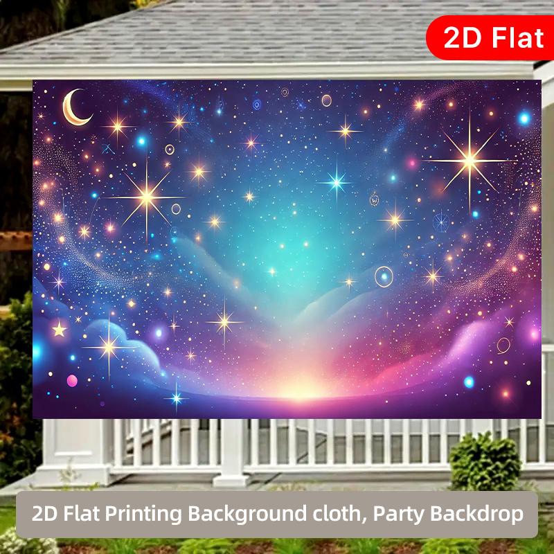 2D Plane Dreamy Starry Sky Background Fabric Indoor and Outdoor Parties Suitable for Room Decoration Polyester Fiber