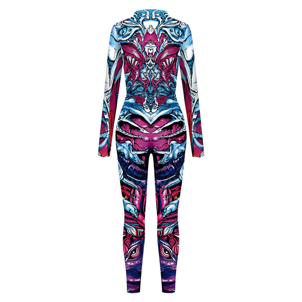 New Women's Clothing Diablo Digital Printing Button Hand Skinny Elastic Women's onesie