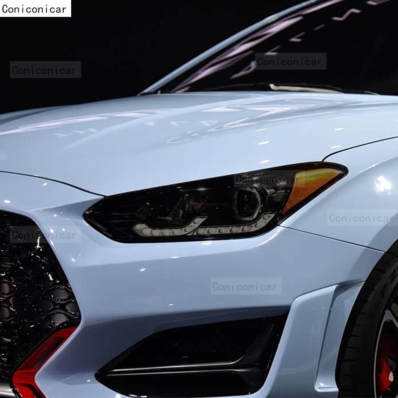 For HYUNDAI VELOSTER 2020-2022 Car Headlight Smoked Black TPU Protective Film Front Light Tint Change Color Cover Sticker