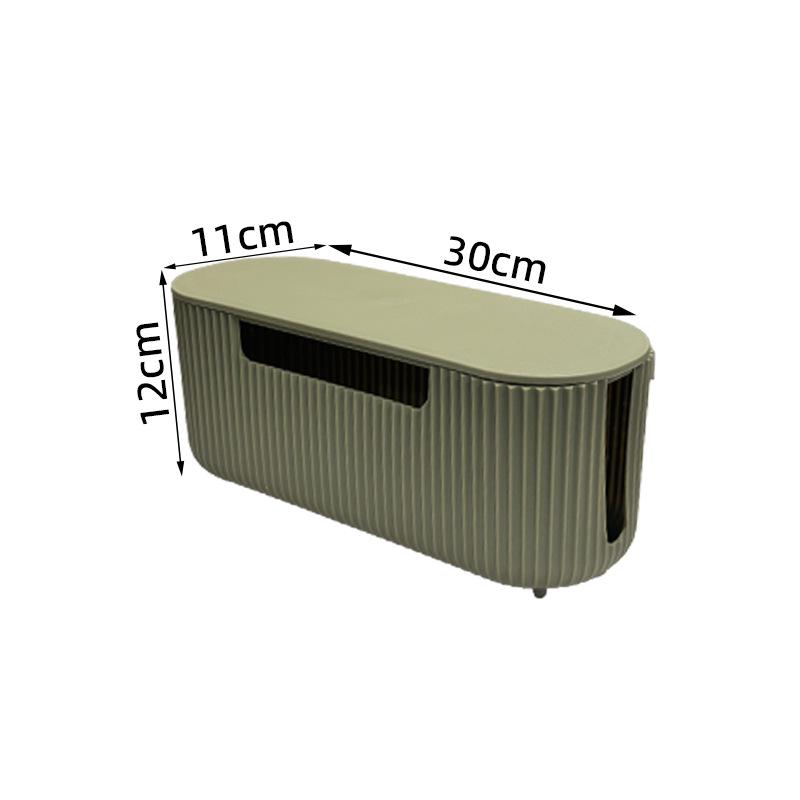 "Wood Grain Multi-Function Desktop Cable Organizer Box"