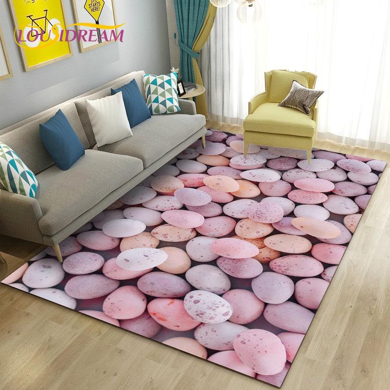 3D Colorful Cobblestone Stone Area Rug,Carpet Rug for Living Room Bedroom Sofa Doormat Kitchen Decoration,Kid Non-slip Floor Mat