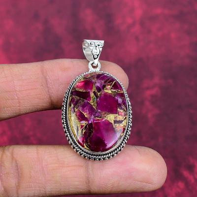 Colgante de Turmalina Rosa Cooper Espinoso, Joyería de Plata de Ley Maciza 925, Colgante de Piedra Preciosa, Regalo Para Ella Joyería Delicada Hecha a Mano