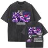 Vintage Anime Hunter X Hunter Washed T Shirts Kurapika Manga Graphic Short Sleeve T-shirt Men Women Casual Oversized T-shirts