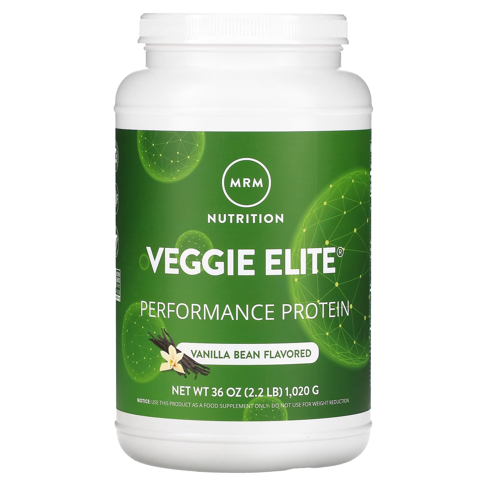 

MRM Nutrition, Veggie Elite, Performance Protein, Vanilla Bean, 2.2 lbs (1,020 g)