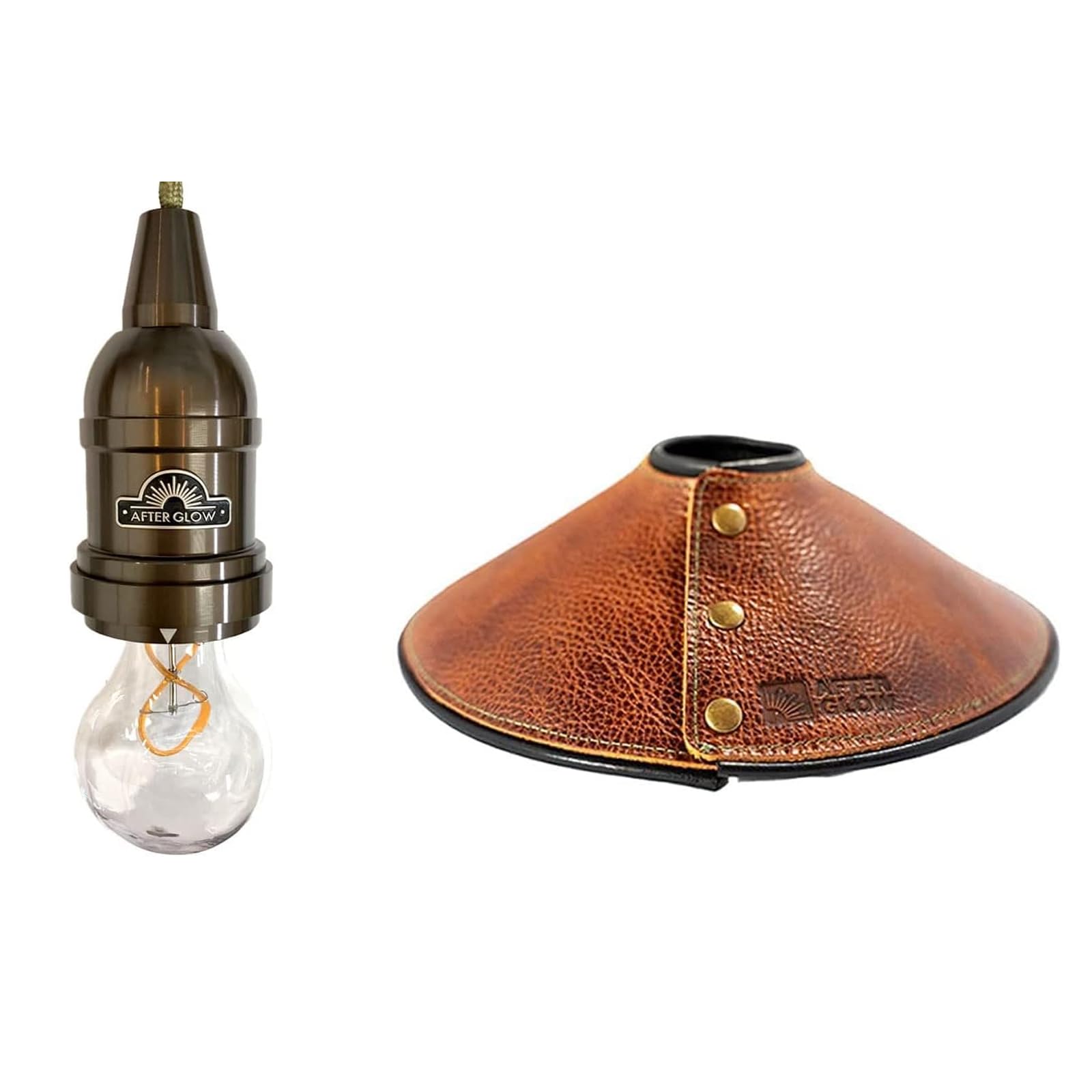 

YaeiWorkers AfterGlow LED Camping Lantern with Polycarbonate Bulb, IP44 Waterproof, and Shade (Genuine Leather Brown)