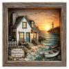 Coastal Lighthouse Sea Glass Night Light DIY Shadow Box Night Light Decorative Theme Ambient Lamp Nautical Tabletop & Wall Decor