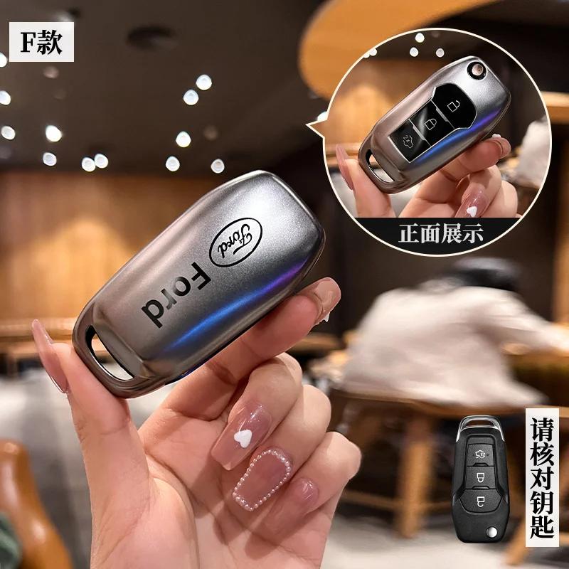 

Car Sticker For Ford TPU Car Key Case Cover for Ford ST Line Fiesta Focus Fiesta Mondeo Ecosport Kuga Edge Escape Metallic Musta