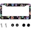 Dog Paw Car License Plate Frames, Colorful Pet Paw Printed License Plate Holder Cover, Metal Aluminum Rustproof Car Accessories for US Canada