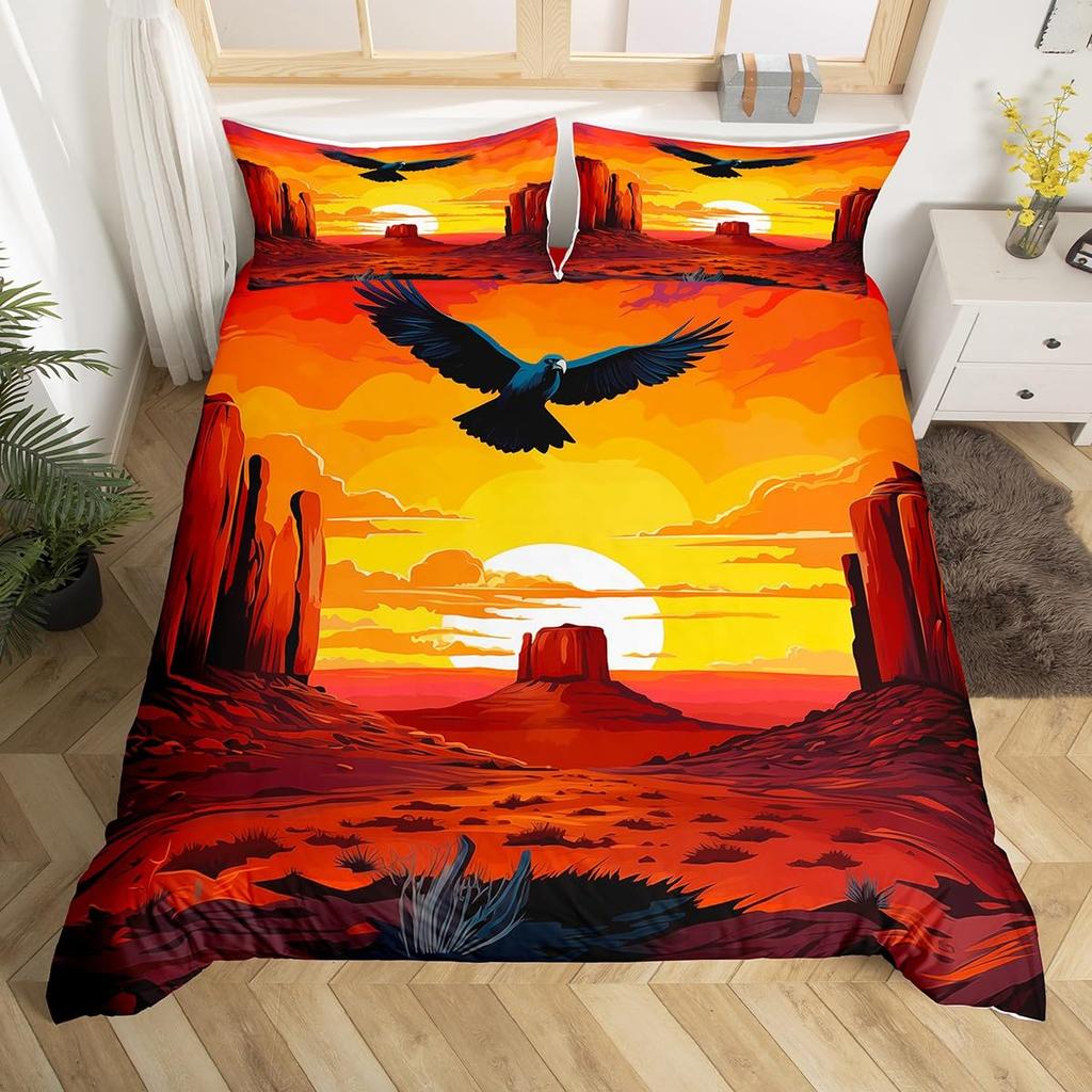 Eagle Duvet Cover Set for Boys Men Queen King Twin Size Lightweight Down Room Decor 2 Pillowcases 1 Comforter Cover No Comforter