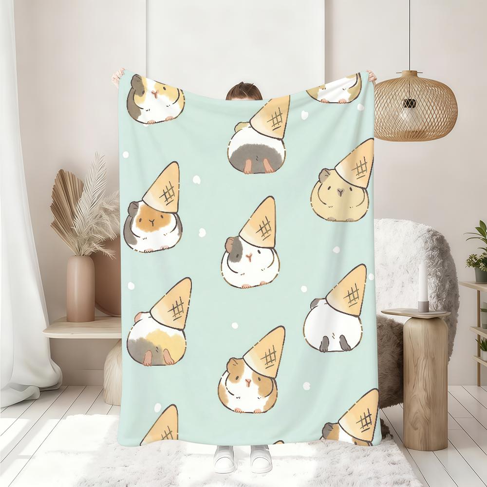 Cartoon Guinea Pig Kawaii Blanket Soft Throw Blanket for Home Bedroom Bed Sofa Picnic Travel Office Rest Cover Blanket Gift