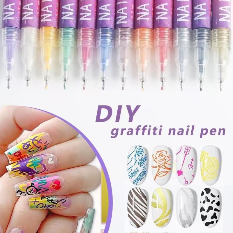 12Color Nail Art Pens Precise Acrylic Marker For Detailed Outlining Polish Pen For DIY Enthusiasts Salon Professional