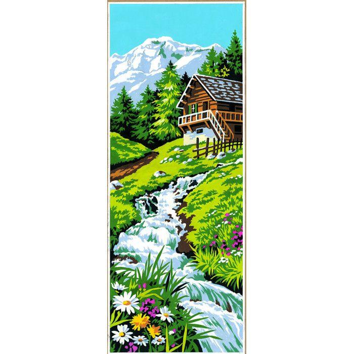 Canevas antique Le chalet 25x60cm