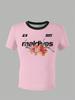 Girls' Maldives Floral Letter Print Contrast Color T Shirt Casual Comfortable Vacation Travel Tee Summer Women'S T-Shirt