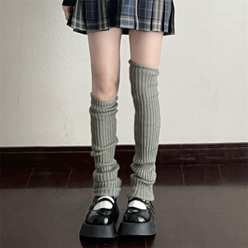 Guêtres Tricotées Blanches pour Femmes - Style Y2K Japonais, Chaussettes Longues Lolita Automne/Hiver