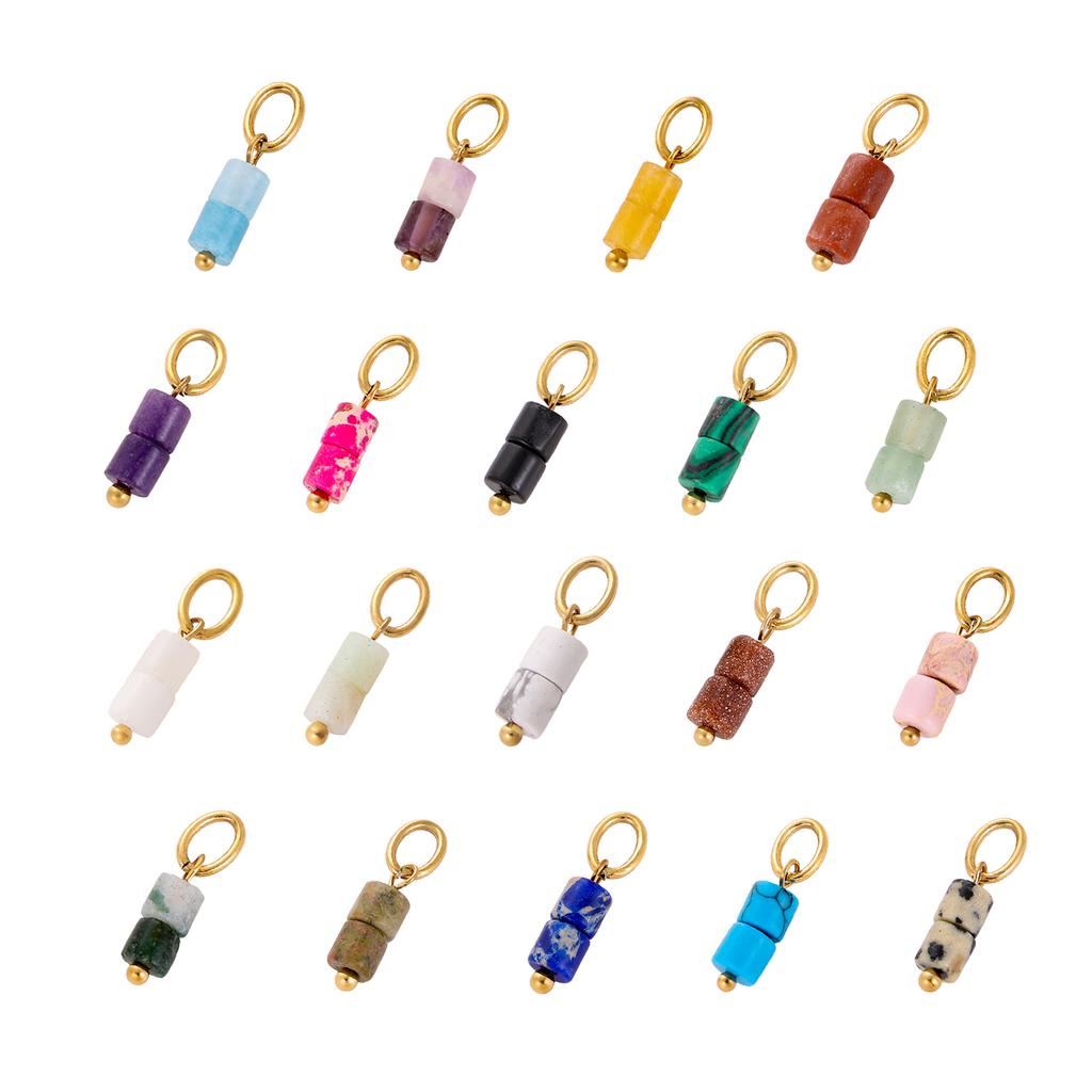 Trend Colorful Handmade Natural Stone DIY Necklace Charm Pendant 18K Gold Plated Stainless Steel Accessories Fashion Jewelry