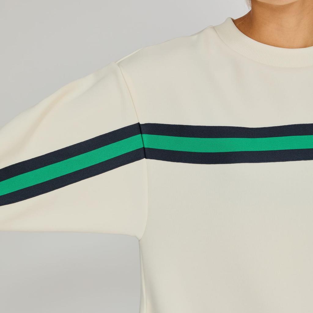 Champion Shirt Long Crew Pale White Dress, Sleeve, Neck, One-Point Embroidery, One-Piece Dress, Women's Basic, CW-B004,