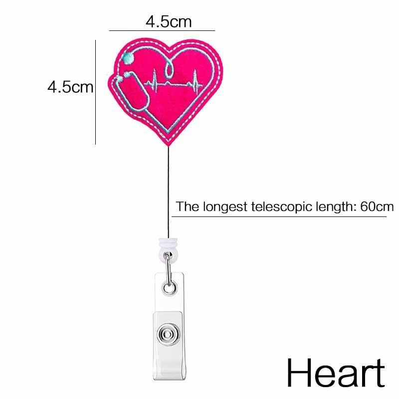 Adorable Embroidery Wound Patch Badge Reel - Retractable Lanyard for Medical Staff Students & Office Workers