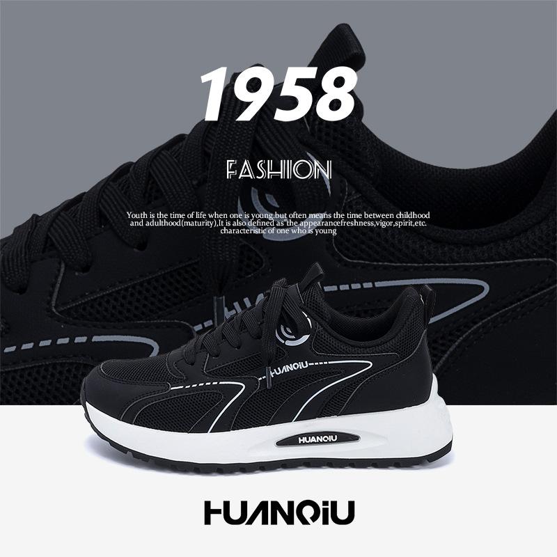 Global casual dad shoes men's ZHQ1232 summer black men's shoes versatile platform mesh breathable sneakers