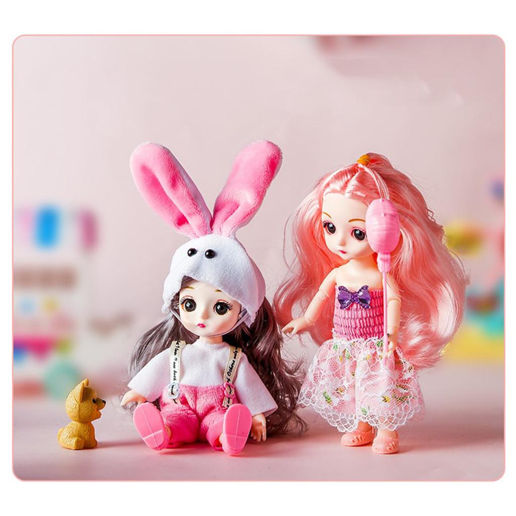 Cute 13 Joints 16cm 1/12 BJD Doll W/ Dress & Shoes Girl Toy Gift A