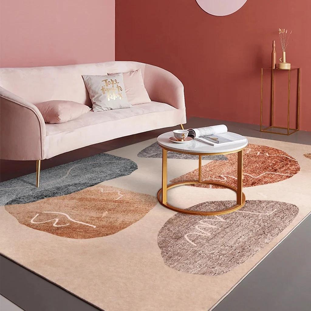 Nordic Style Bedroom Decor Pink Carpet Large Area Carpets for Living Room Washable Lounge Floor Mat Anti-slip Cloakroom Soft Rug