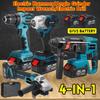 4-in-1-Elektrowerkzeug-Set, elektrischer Schlagschrauber, 13-mm-Bohrmaschine, Bohrhammer, 125-mm-Winkelschleifer für 18-V-Makita-Akku