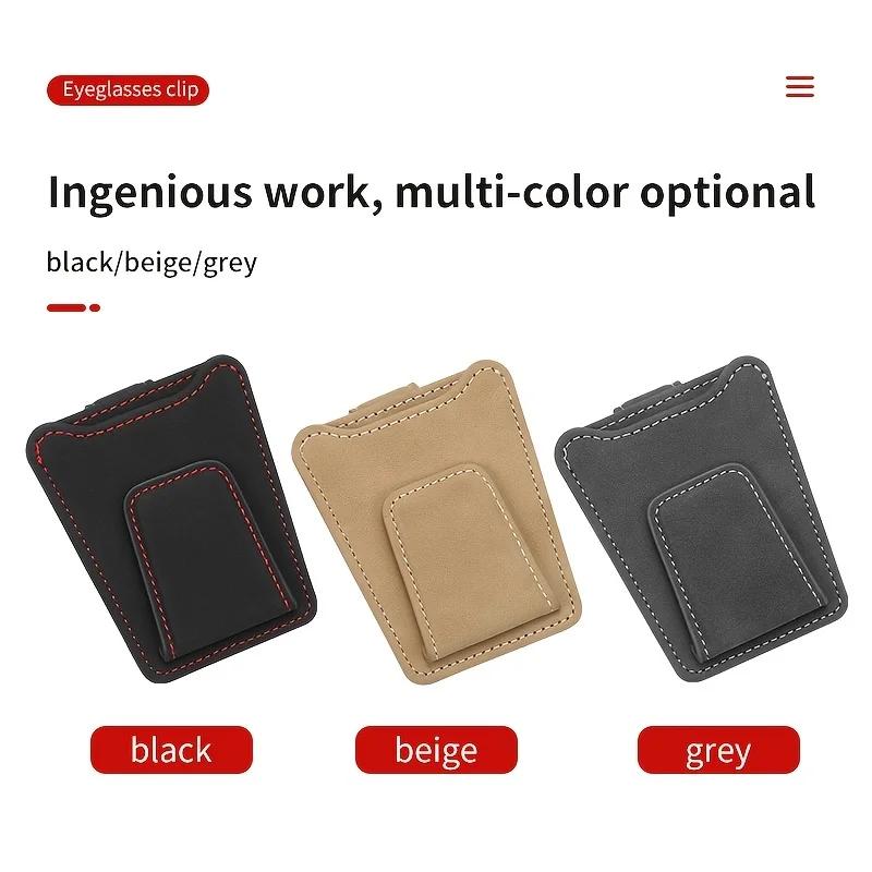 Sunglass Holder For Car Sun Visor Suede Leather Glasses Eyeglass Hanger Clip Car Sunglasses Holder Ticket Card Clip Accessories