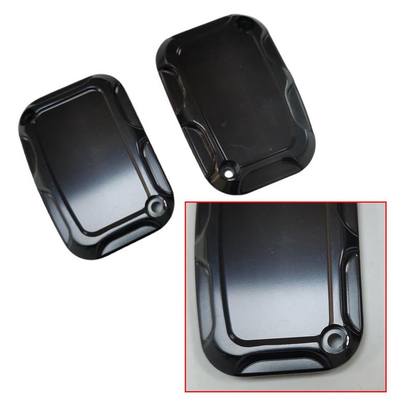 2pcs Motorcycle CNC Front Brake Reservoir Master Cylinder Cover for Harley-Davidson Street Electra Glide Road King Freewheeler