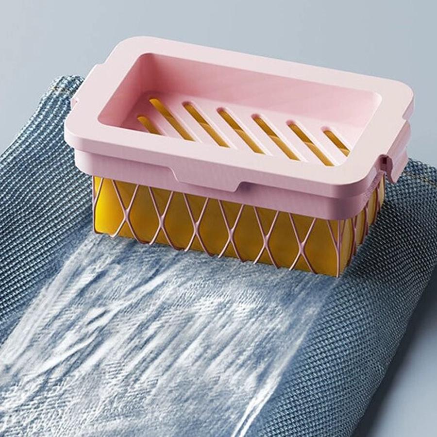 2in1 Anti-shedding Soap Storage Box with Mesh Surface Bathroom Drain Storage Box Convenient Daily Clothing Cleaning Accessories