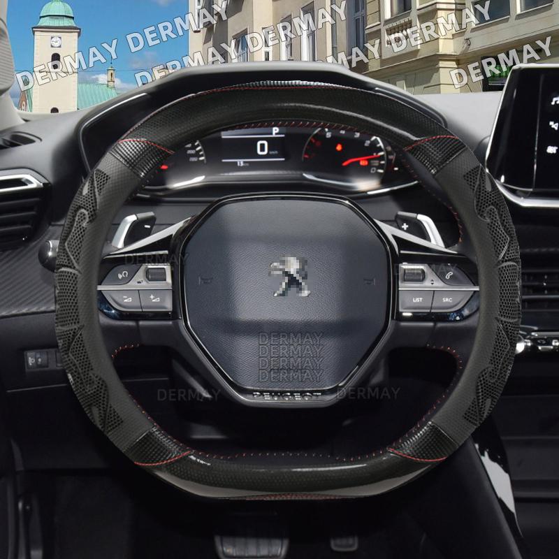 Pro Peugeot 3008 4008 5008 DERMAY Módní Auto Potah na volant Silica Gel PU Kůže Protiskluzová masáž Autopříslušenství