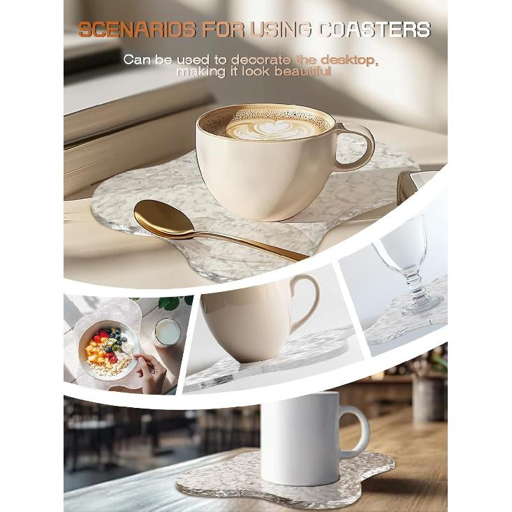 Drink Coasters Set of 2,Acrylic Coaster,Desk Accessories for Women,Cute Desk Decor,Coffee Table Decor,Unique Drink Coasters Decorating Office,Coffee