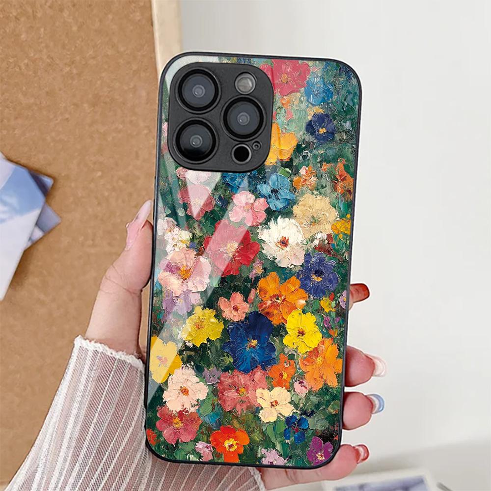 Flower Leaf Phone Case For iPhone 17 Pro Case iPhone 14 13 11 15 12 16 Pro Max 17 Air 16E SE 7 8 Plus XR Tempered Glass Cover