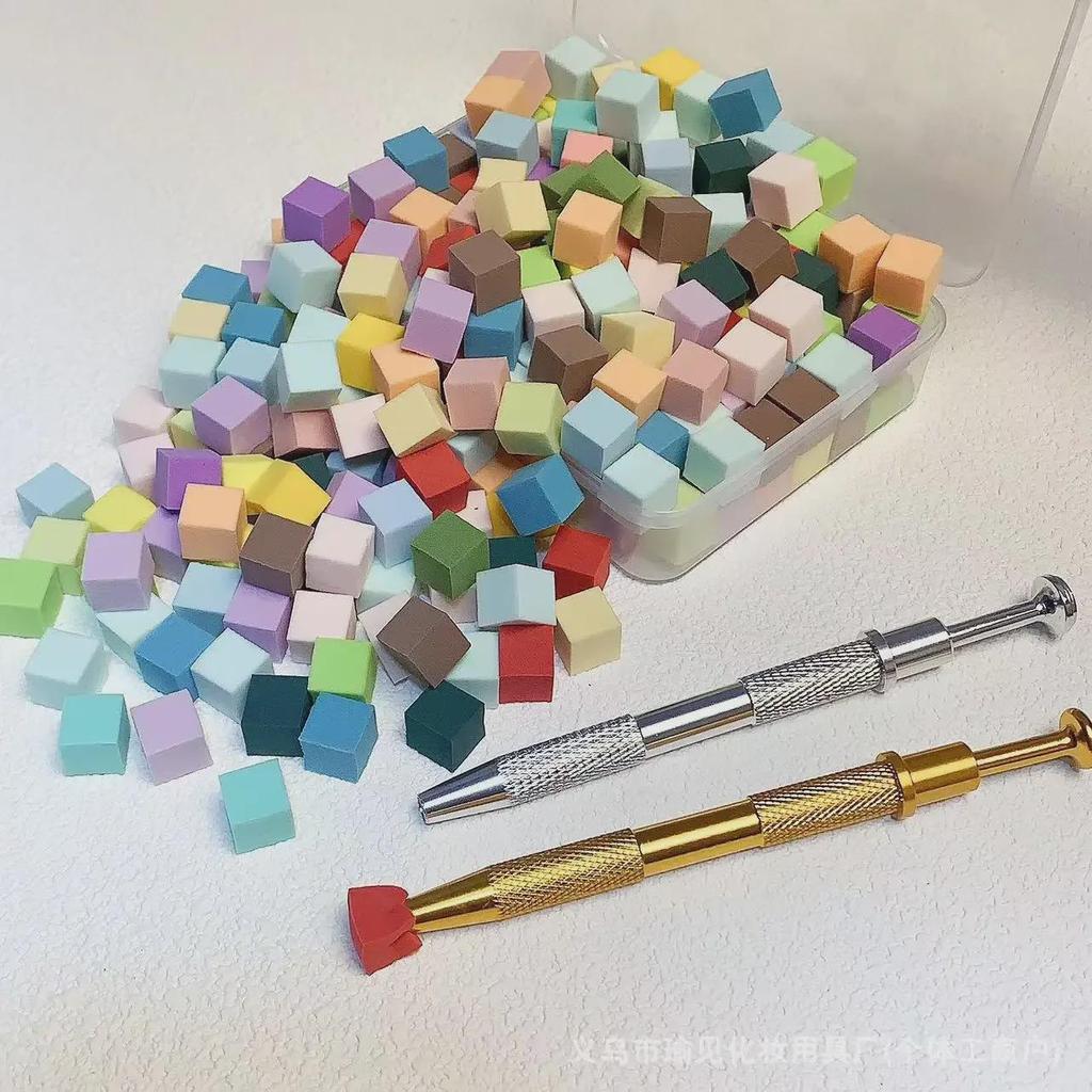 Nail Art Adhesive Sponge Brush with Gradient Smudge Cotton