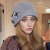 Woman Loose Beanie Hat Casual Drawstring Design Pile Hat Female Streetwear Outdoor Fashion Winter Knitted Hat