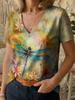 Dames Vintage Klassiek Stijlvol V-hals T-shirt met Korte Mouwen Bloemen Grafische Print Casual Tops Dagelijkse Uitgaanskleding voor de Zomer