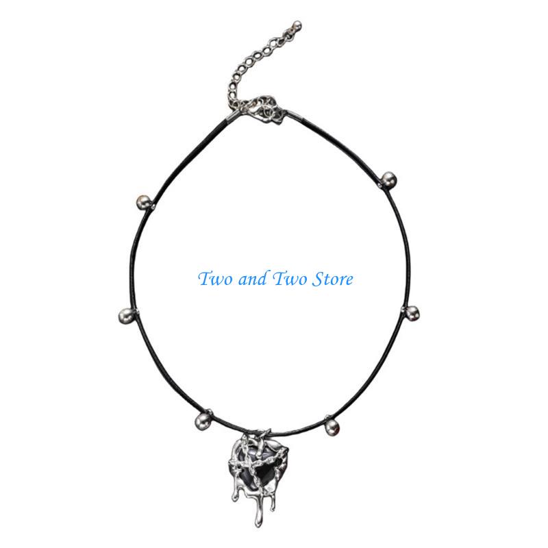 HX6F Trendy Heart Pendant Necklace Clavicle Chain Neck Jewelry Adornment