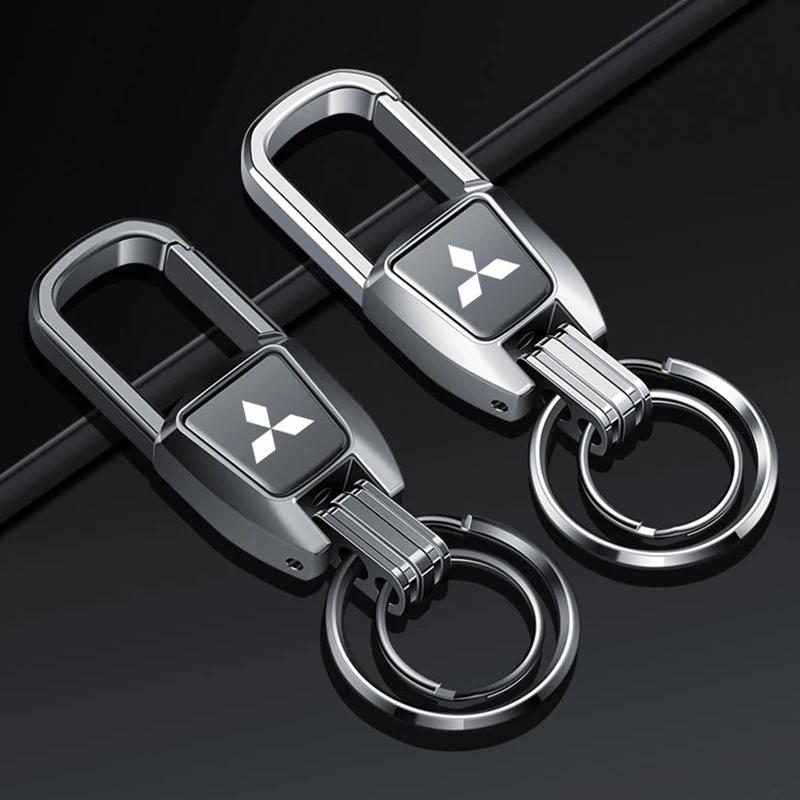 Alloy Auto Keychain Holder Gift Car KeyRing for Mitsubishi RALLIART Colt ASX Lancer L200 Pajero Eclipse Accessories