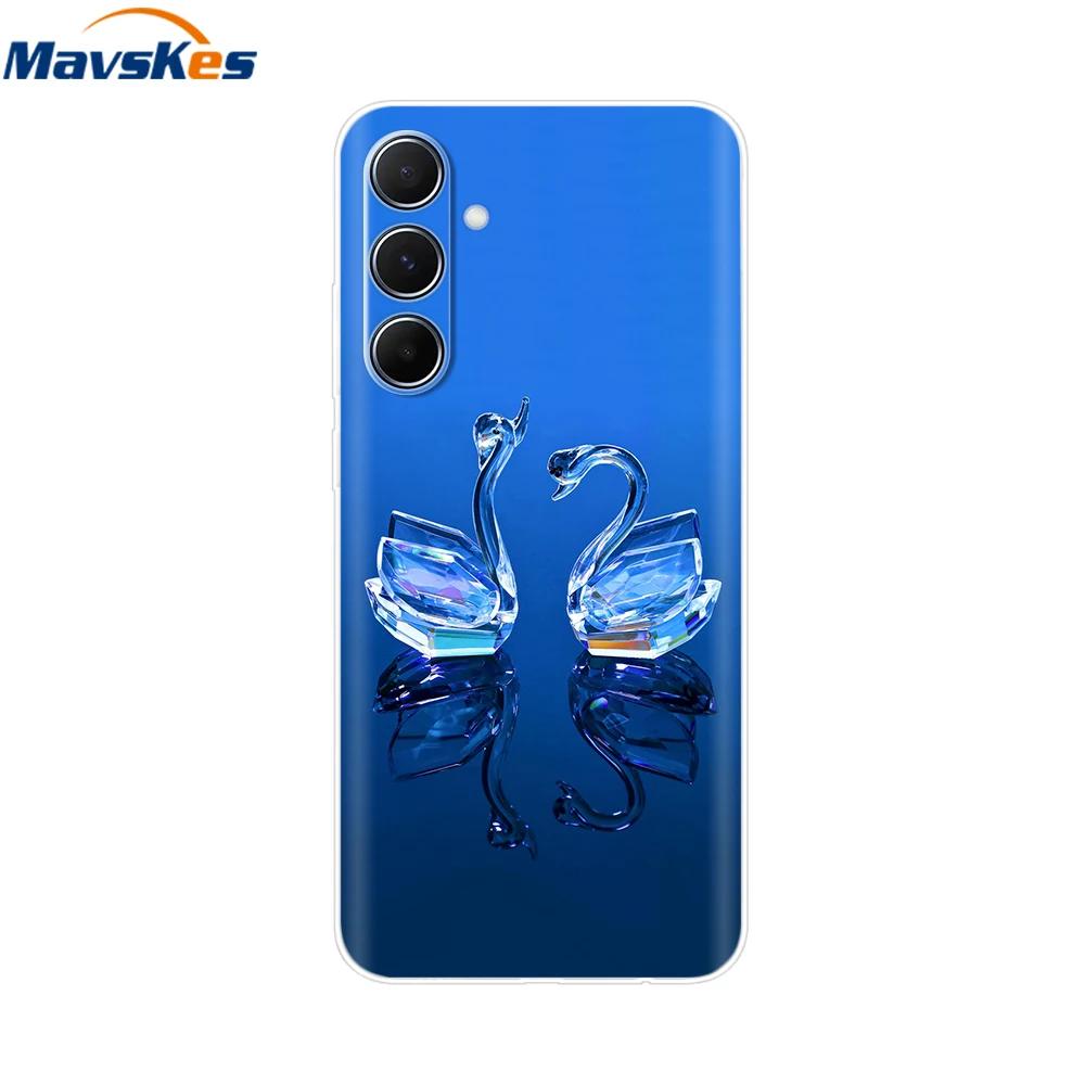 For Samsung Galaxy M35 M55 Case Cute Flower Soft Silicone Back Cover for Coque Samsung M 55 M 35 5G Phone Cover Fundas Shells