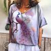 Summer Women's Clothing T-Shirt V-Neck Short Sleeve Oversize Tshirts Animals Casual Tops Fashions Woman Pullover 2024 Streetwear